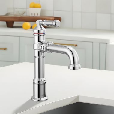 Click here to see Delta 684-PR-DST Delta Broderick Single Handle Bathroom Faucet, Single-Hole, Deck Mount, Diamond Seal, ADA, 1.2 GPM, Lumicoat Chrome - 684-PR-DST