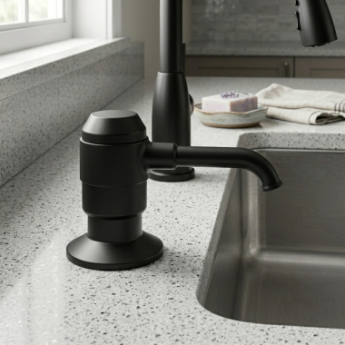 Click here to see  RP100632BL Delta Broderick Soap/Lotion Dispenser with Bottle, Matte Black - RP100632BL