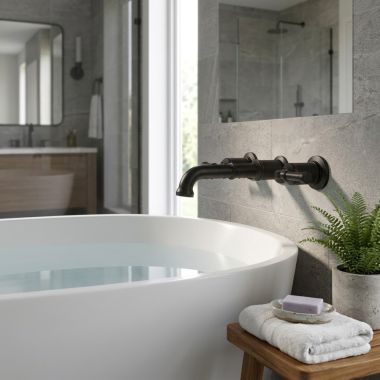 Click here to see Delta RP103727BL Delta Broderick Spout Assembly for T3584LF Two Handle Wall Mount Bathroom Faucet, Matte Black - RP103727BL