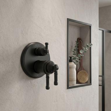 Click here to see Delta RP103746BL Delta Broderick Temperature Handle, Set Screw & Button for T27T884 17T Series Integrated Diverter Trim, Matte Black - RP103746BL