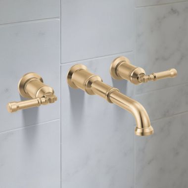 Click here to see Delta T3584LF-CZ-PR-LHP-WL Delta Broderick Two Handle Bathroom Faucet Trim, Wall Mount, 1.2 GPM, Lumicoat Champagne Bronze (Less Handle) - T3584LF-CZ-PR-LHP-WL