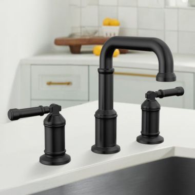 Click here to see Delta 3584-BL-DST Delta Broderick Widespread Bathroom Faucet, Two-Handle, DIAMOND Seal, ADA, 1.2 GPM, Matte Black - 3584-BL-DST