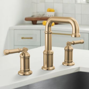 Click here to see Delta 3584-CZ-PR-DST Delta Broderick Widespread Bathroom Faucet, Two-Handle, DIAMOND Seal, ADA, 1.2 GPM, Lumicoat Champagne Bronze - 3584-CZ-PR-DST