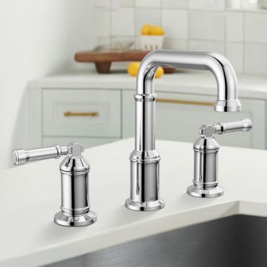 Click here to see Delta 3584-PR-DST Delta Broderick Widespread Bathroom Faucet, Two-Handle, DIAMOND Seal, ADA, 1.2 GPM, Lumicoat Chrome - 3584-PR-DST