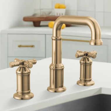 Click here to see Delta 3587-CZ-PR-DST Delta Broderick Widespread Bathroom Faucet, Two-Handle, DIAMOND Seal, ADA, 1.2 GPM, Lumicoat Champagne Bronze - 3587-CZ-PR-DST