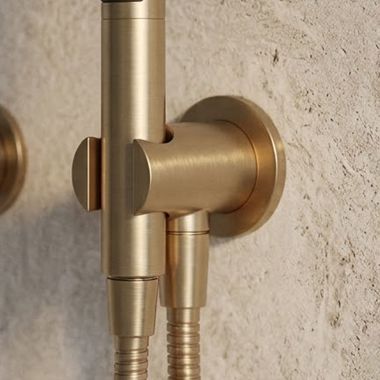 Click here to see Delta RP103741CZPR Delta Broderick Wall Mount Assembly for T5784 Wall Mount Tub Filler Trim With Hand Shower, Lumicoat Champagne Bronze - RP103741CZPR