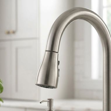 Click here to see Delta RP103363SP Delta Capertee Wand Assembly, Hose & Clip for 19877Z Single Handle Pull-Down Kitchen Faucet with Soap Dispenser, SpotShield Stainless - RP103363SP