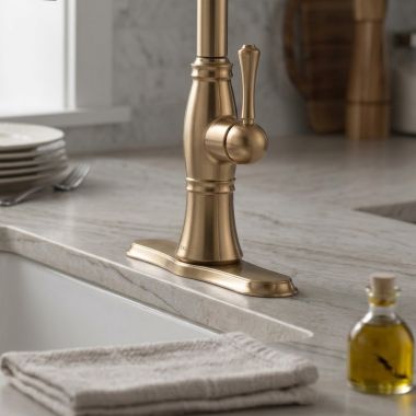 Click here to see  RP71545CZPR Delta Cassidy Escutcheon for 4197 Single Handle Pull-Out Kitchen Faucet, Lumicoat Champgane Bronze - RP71545CZPR