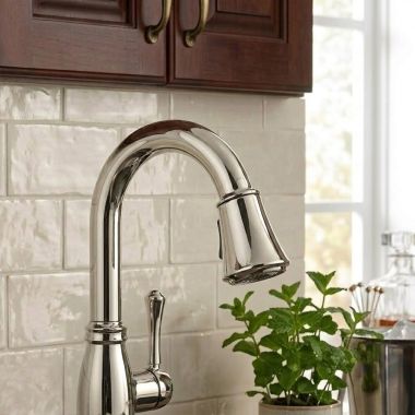 Click here to see Delta RP72681PNPR Delta Spout Assembly for Cassidy 9197TL Kitchen Faucet & 9997TL Bar/Prep Faucet, Lumicoat Polished Nickel - RP72681PNPR