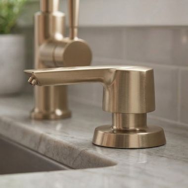 Click here to see Delta RP103662CZ Delta Clifton Soap Dispenser for 19872Z-SD-DST Single Handle Pull-Down Kitchen Faucet, Champagne Bronze - RP103662CZ