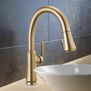 Click here to see Delta 9179-CZ-DST Delta Coranto Single-Handle Pull-Down Kitchen Faucet, DIAMOND Seal, MagnaTile Docking, Touch-Clean, ADA, 1.8 GPM, Champagne Bronze - 9179-CZ-DST