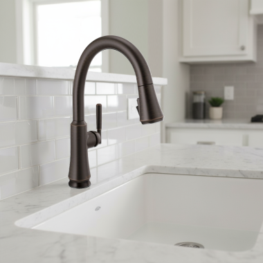 Click here to see Delta 9179TL-RB-DST Delta Coranto Single Handle Pull-Down Kitchen Faucet, Touch2O, Touch-Clean, DIAMOND Seal, MagnaTite, ADA, 1.8 GPM, Venetian Bronze - 9179TL-RB-DST