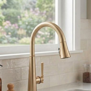 Click here to see Delta RP101347CZPR Delta Emmeline Spout Assembly for 9182-DST Single Handle Pull-Down Kitchen Faucet, Lumicoat Champagne Bronze - RP101347CZPR