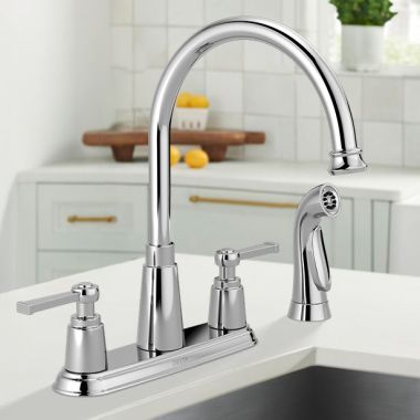 Click here to see Delta 21742LF Delta Emmett Two Handle Kitchen Faucet with Spray, ADA, 1.8 GPM, Chrome - 21742LF