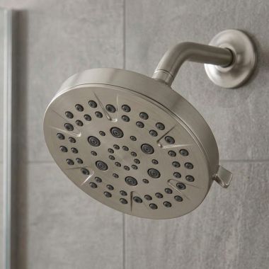 Click here to see  RP101959SP Delta 5-Setting Showerhead, 1.75 GPM, Spotshield Brushed Nickel - RP101959SP