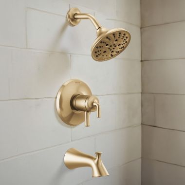 Click here to see Delta T17433-CZ Delta Kayra Monitor 17 Series Tub & Shower Trim, Pressure Balance, Two Lever Handles, Touch-Clean, ADA, 1.75 GPM. Champagne Bronze - T17433-CZ