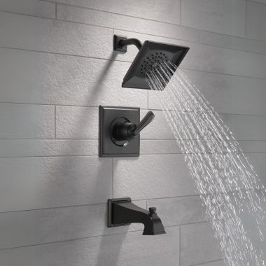 Click here to see Delta 144718-BL Delta Lakewood Monitor Tub And Shower, MultiChoice, ADA, 2GPM, Matte Black - 144718-BL