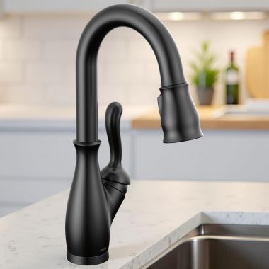 Click here to see Delta 9678T-BL-DST Delta Leland Pull-Down Bar/Prep Faucet, Single Handle, Touch2O, TouchClean, DIAMOND Seal, 1.8 GPM, Matte Black  - 9678T-BL-DST