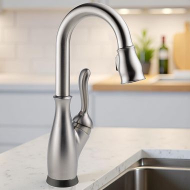 Click here to see Delta 9678TL-SP-DST Delta Leland Touch2O Bar/Prep Faucet With Touchless Technology, DIAMOND Seal, MagnaTite, ADA, 1.8 GPM, Spotshield Stainless - 9678TL-SP-DST