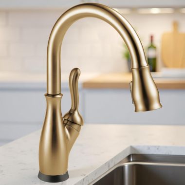 Click here to see Delta 9178TL-CZ-DST Delta Leland Touch2O Kitchen Faucet With Touchless Technology, ShieldSpray, DIAMOND Seal, ADA, 1.8 GPM, Champagne Bronze - 9178TL-CZ-DST