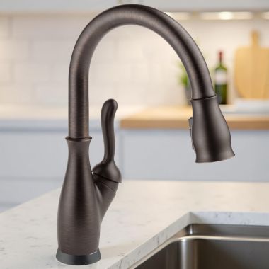 Click here to see Delta 9178TL-RB-DST Delta Leland Touch2O Kitchen Faucet With Touchless Technology, ShieldSpray, DIAMOND Seal, ADA, 1.8 GPM, Venetian Bronze - 9178TL-RB-DST