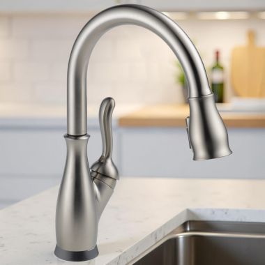 Click here to see Delta 9178TL-SP-DST Delta Leland Touch2O Kitchen Faucet With Touchless Technology, ShieldSpray, DIAMOND Seal, ADA, 1.8 GPM, Spotshield Stainless - 9178TL-SP-DST