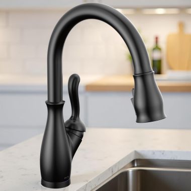 Click here to see Delta 9178TV-BL-DST Delta Leland VoiceIQ Pull-Down Kitchen Faucet With Touch2O, Single Handle, ShieldSpray, DIAMOND Seal, Matte Black - 9178TV-BL-DST