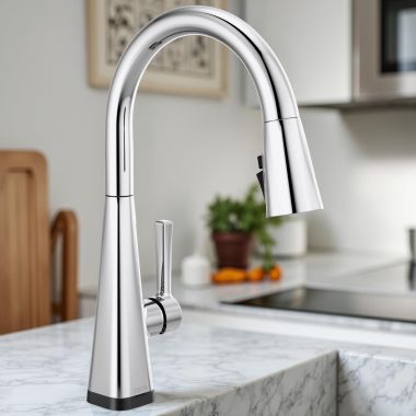 Click here to see Delta 19802TZ-DST Delta Lenta Pull Down Kitchen Faucet With Touch2O, Single Handle, ShieldSpray, DIAMOND Seal, MagnaTite, ADA, 1.8 GPM, Chrome - 19802TZ-DST