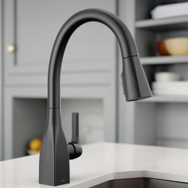 Click here to see Delta 9183-BL-DST Delta Mateo Pull-Down Kitchen Faucet With ShieldSpray, Single-Handle, DIAMOND Seal, MagnaTite, ADA, 1.8 GPM - Matte Black - 9183-BL-DST