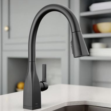 Click here to see Delta 9183T-BL-DST Delta Mateo Pull-Down Kitchen Faucet With Touch2O And ShieldSpray, Single Handle, DIAMOND Seal, MagnaTite, ADA, 1.8 GPM, Matte Black - 9183T-BL-DST