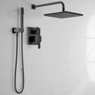 Click here to see Delta 342701-BL Delta Modern Monitor 14 Series Shower With Raincan, Hand Shower & Rough Valve, Touch-Clean, MultiChoice, ADA, 1.75 GPM, Matte Black - 342701-BL