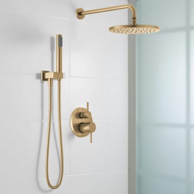 Click here to see Delta 342702-CZ Delta Modern Monitor 14 Series Shower With Raincan, Hand Shower & Rough Valve, Touch-Clean, MultiChoice, ADA, 1.75 GPM, Champagne Bronze - 342702-CZ