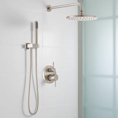Click here to see Delta 342702-SP Delta Modern Monitor 14 Series Shower With Raincan, Hand Shower & Rough Valve, Touch-Clean, ADA, 1.75 GPM, Spotshield Brushed Nickel - 342702-SP