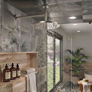 Click here to see  RP103694SP Delta Modern Raincan Single Setting Round Shower Head, SpotShied Brushed Nickel - RP103694SP