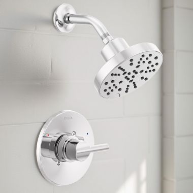 Click here to see Delta 142749 Delta Nicoli Monitor 14 Series Shower Faucet with 5-Setting Rain Showerhead, H2Okinetic, Touch-Clean, ADA, 1.75 GPM, Chrome - 142749