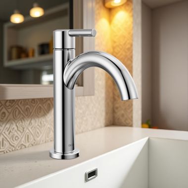 Click here to see Delta 15749LF Delta Nicoli Bathroom Faucet, Single Handle, Deck Mount, ADA-Compliant, 1.2 GPM, Chrome - 15749LF