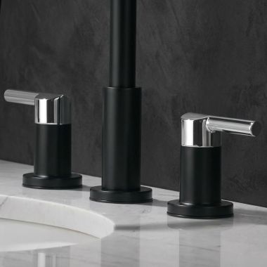 Click here to see Delta RP101373CS Delta Nicoli Widespread Bathroom Faucet Lever Handle Assembly, Matte Black/Chrome - RP101373CS