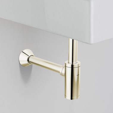 Click here to see Delta DT041141-PN Delta Bottle Trap With  Removable Cleanout Cover, Brass,  Polished Nickel - DT041141-PN