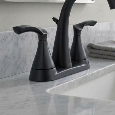Click here to see Delta RP100131BL Delta Handle Assembly for Sandover Two Handle Widespread Bathroom Faucet, Matte Black - RP100131BL