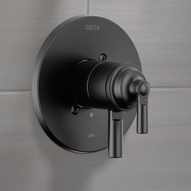 Click here to see Delta T17035-BL Delta Saylor Two Handle Pressure Balance Valve Trim, Lever Handle, ADA, Matte Black - T17035-BL