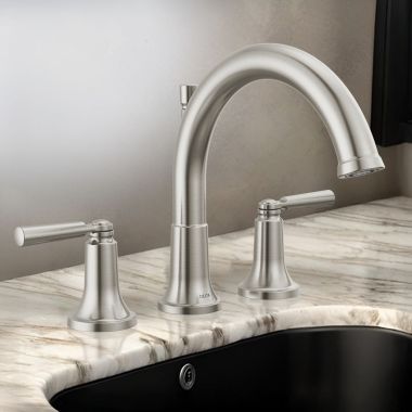 Click here to see Delta T2735-SS Delta Saylor Roman Tub Trim, High-Arc Spout, Two Lever Handles, ADA-Compliant, Stainless - T2735-SS