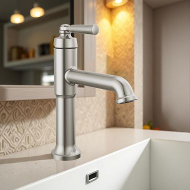 Click here to see Delta 536-SSMPU-DST Delta Saylor Single-Hole Bathroom Faucet With Metal Pop-Up Drain, Single Handle, DIAMOND Seal, ADA-Compliant, 1.2 GPM, Stainless - 536-SSMPU-DST