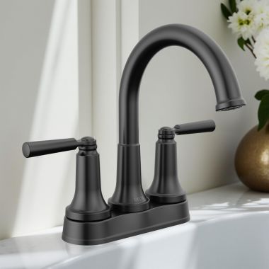 Click here to see Delta 2535-BLTP-DST Delta Saylor Centerset Bathroom Faucet, Tract-Pack, DIAMOND Seal, ADA-Compliant, 1.2 GPM, Matte Black - 2535-BLTP-DST