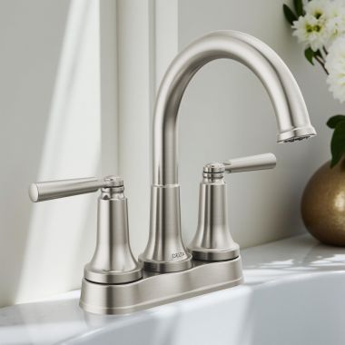 Click here to see Delta 2535-SSTP-DST Delta Saylor Centerset Bathroom Faucet, Tract-Pack, DIAMOND Seal, ADA-Compliant, 1.2 GPM, Stainless - 2535-SSTP-DST