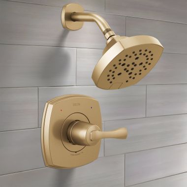 Click here to see Delta T14276-CZ-PR Delta Stryke Monitor 14 Series Shower Only, Touch-Clean, H2Okinetic PowerDrench Spray, ADA, 1.75 GPM, Lumicoat Champagne Bronze - T14276-CZ-PR