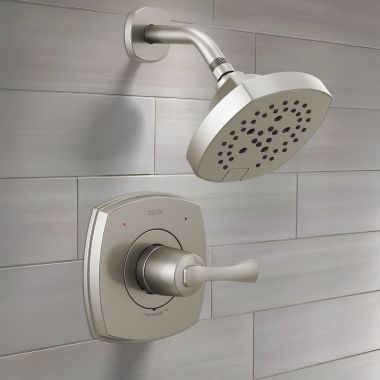 Click here to see Delta T14276-SS-PR Delta Stryke Monitor 14 Series Shower Only, Touch-Clean, H2Okinetic PowerDrench Spray, ADA, 1.75 GPM, Lumicoat Stainless - T14276-SS-PR