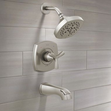 Click here to see Delta T144766-SS-PR Delta Stryke Monitor 14 Series Tub and Shower, Touch-Clean, H2Okinetic PowerDrench, 1.75 GPM, Lumicoat Stainless - T144766-SS-PR