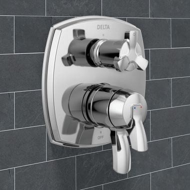 Click here to see Delta T27876-PR-LHP Delta Stryke Monitor 17 Series Integrated Diverter Valve Trim With Three Function (Less Handle), Lumicoat Chrome - T27876-PR-LHP