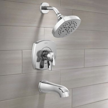 Click here to see Delta T17476-PR Delta Stryke Monitor 17 Series Tub & Shower Only, Touch-Clean, H2Okinetic PowerDrench, ADA, 1.75 GPM, Lumicoat Chrome - T17476-PR