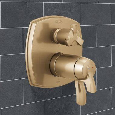 Click here to see Delta T27T976-CZ-PR-LHP Delta Stryke Monitor 17 Series Thermostatic Integrated Diverter Trim with Six Function, (Less Handle), Lumicoat  Champagne Bronze - T27T976-CZ-PR-LHP